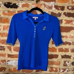 Juicy Couture Royal Blue and Gold Embroidered Polo Women’s - great condition